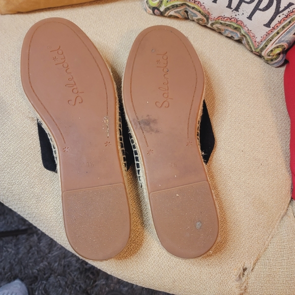Splendid Black Suede Leather Slip On Espadrilles Slides Flats Black - Picture 7 of 8